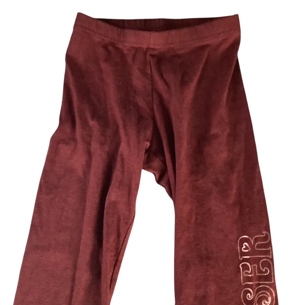 Old Navy Girls Burgundy Velour Leggings Dream Chaser Graphic Size M 8 Activewear